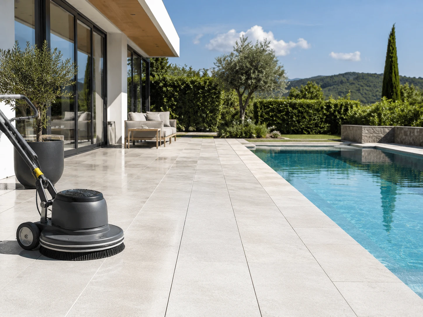 Maschinelle Terrassenreinigung